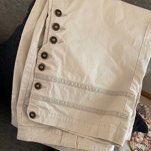 Light khaki pinstriped capri pants